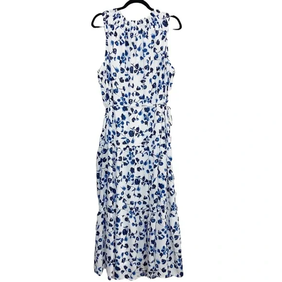 NWT Elizabeth and James Blue Floral Smocked Neck Tiered Maxi Dress Womens XXL - Picture 4 of 10